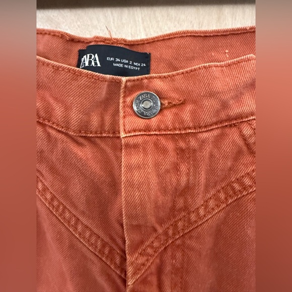 Zara Stylish Orange Women's Jeans With Detailed Stitching - Picture 7 of 12
